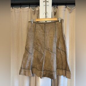 Vintage Suede Leather Patchwork Skirt- 8